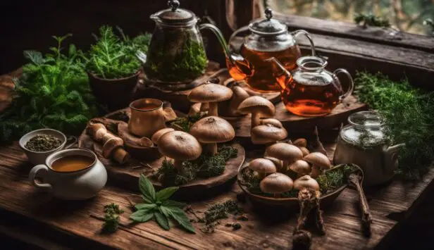 Ingredients for magic mushroom tea